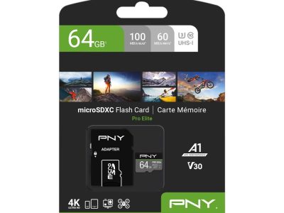PNY Pro Elite 64GB Micro SD w/Adapter CLASS10 U3