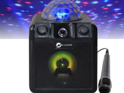 N-Gear DISCO BLOCK 410 Portable Karaoke Speaker with Discoball With 2 Wired Microphones