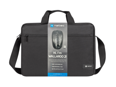 Natec WALLAROO2 15.6” Laptop Bag with Wireless Mouse Black