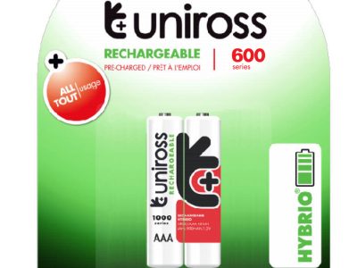 Uniross AAA 600 Hybrio Rechargable Batteries 2 Pcs