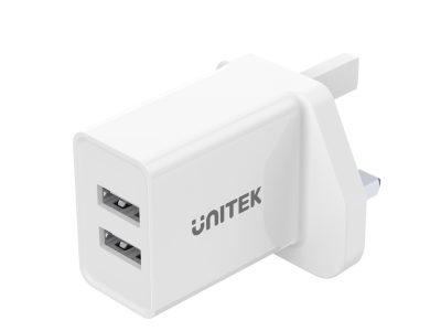 Unitek Charge 2-Port Wall Charger Charger 2.4A White P1113-UK