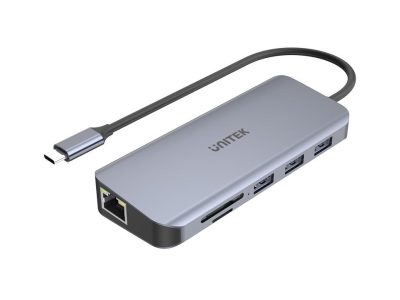 Unitek D1026B USB-C Hub with Dual Display HDMI-VGA, Lan & PD