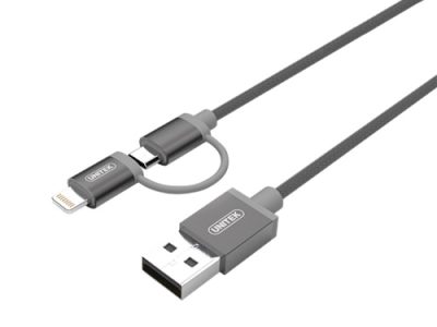 Unitek Y-C4031GY 2in1 MFI & Micro USB 1m Gray
