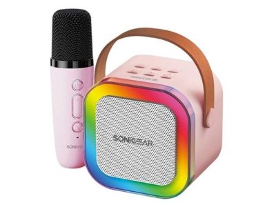 SonicGear IOX K200 Karaoke Portable Speaker BT & Wireless Mic Pink
