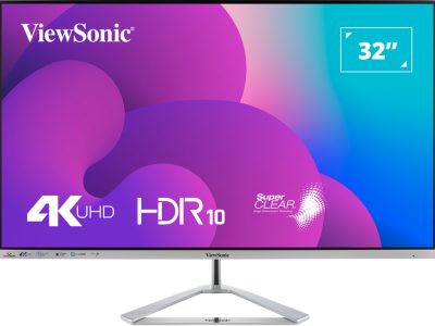 Viewsonic 32” 4K Entertainment Monitor VA Frameless Silver VX3276-4K-mhd