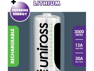 Uniross Rechargeable 18650BT Lithium Battery 3000 U1BT1830SP